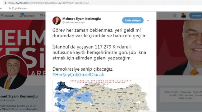 Kesimoğlu üzerine vazife çıkarttı