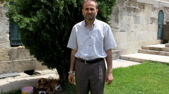 Yavru köpeklere imam sahip çıktı