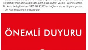 Belediyeden dolandırıcılık uyarısı