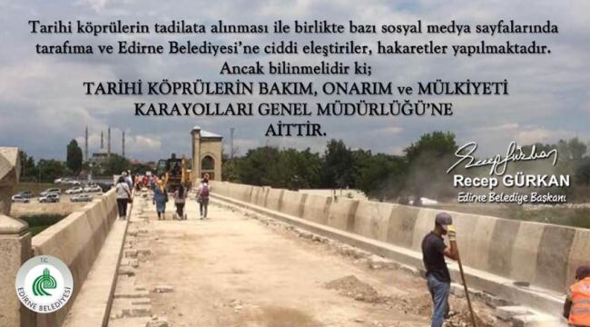 Belediyeye değil karayollarına ait