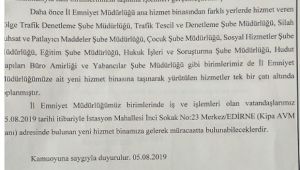 Emniyet Müdürlüğü yeni binada