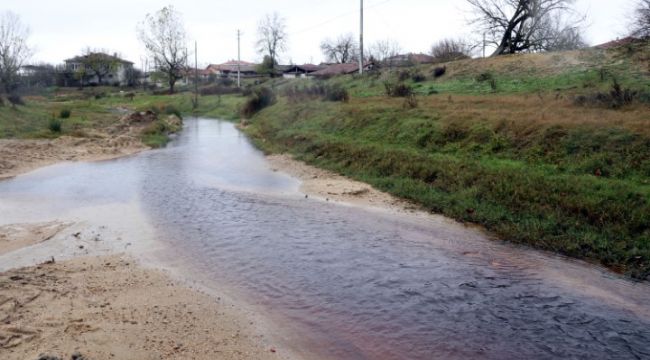 Edirne'de Hasan Ağa Deresi kirlilik kaynaklı koyu kahverengi akıyor