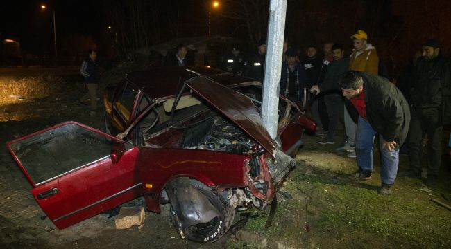 Otomobil elektrik direğine çarptı; 1 yaralı