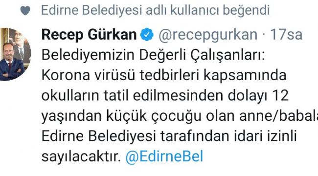 Gürkan’dan çalışanlara jest