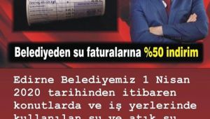“Su ve atık su ücretlerine yüzde 50 indirim”