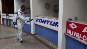 Şehirlerarası otobüs terminali dezenfekte edildi
