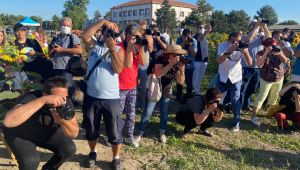 Fotoğraf tutkunları ayçiçeği tarlasında bir araya geldi