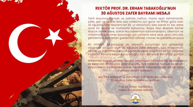 TÜ Rektörü Tabakoğlu'dan