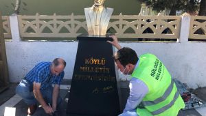 Atatürk büstü onarılarak, monte edildi