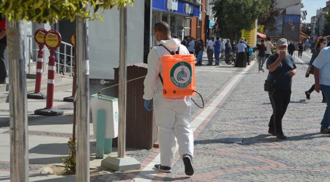 Belediye ekipleri caddeleri dezenfekte etti