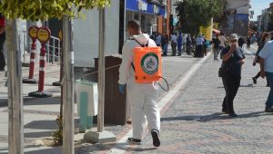 Belediye ekipleri caddeleri dezenfekte etti