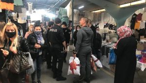 Cuma pazarında maske denetimi