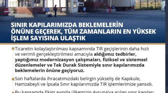 Kapılarda en yüksek işlem hacmine ulaşıldı