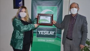 Yeşilay’dan Sevimli’ye teşekkür belgesi