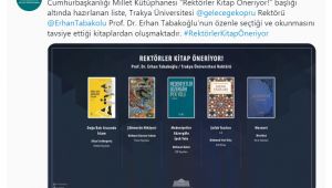 TÜ rektörü Prof. Dr. Erhan Tabakoğlu, kitap öneriyor