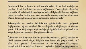 TÜ Rektörü Tabakoğlu’nun ‘10 Ocak Çalışan Gazeteciler Günü’ mesajı
