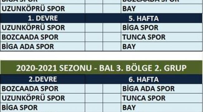 Uzunköprüspor ve Tuncaspor’un rakipleri belli oldu