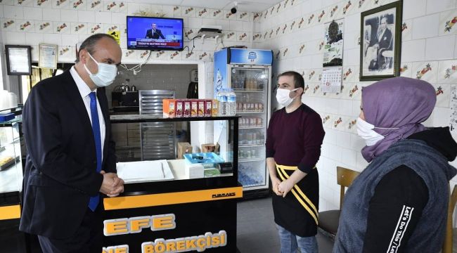 Vali Canalp Lalapaşa'da Kovid-19 denetimlerini inceledi