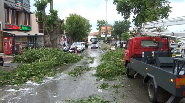 Kentte yaşanan fırtına kırdı geçti