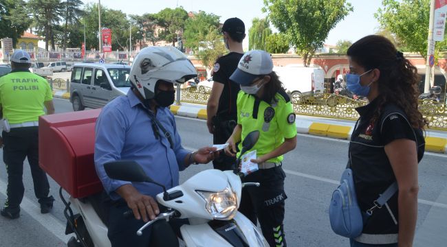 Sürücülere kask farkındalığı denetimi