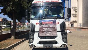 Afet bölgelerine gidecek tır yola çıktı