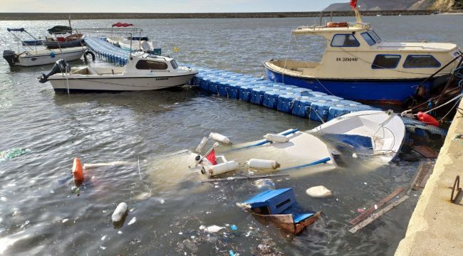Saros Körfezi'nde fırtına nedeniyle deniz taştı