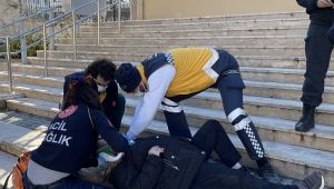 Merdivenlerden yuvarlanan kadın yaralandı