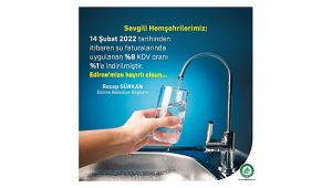 Su faturalarında KDV yüzde 1'e düşürüldü