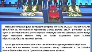 ETSO Sekreteri Taşkın’a 10’ncu yıl ödülü