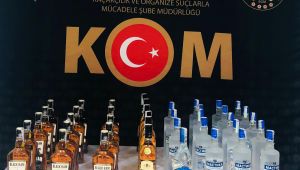 40 şişe gümrük kaçağı içki ele geçirildi