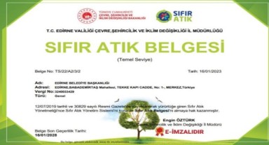 Edirne belediyesine sıfır atık tescili