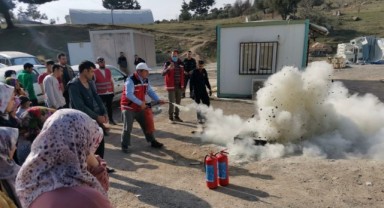Deprem bölgesinde yangın tatbikatı