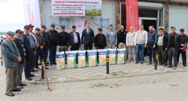 Çiftçiye ayçiçeği tohumu dağıtıldı