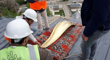Selimiye'nin kubbe alemi montaj aşamasında