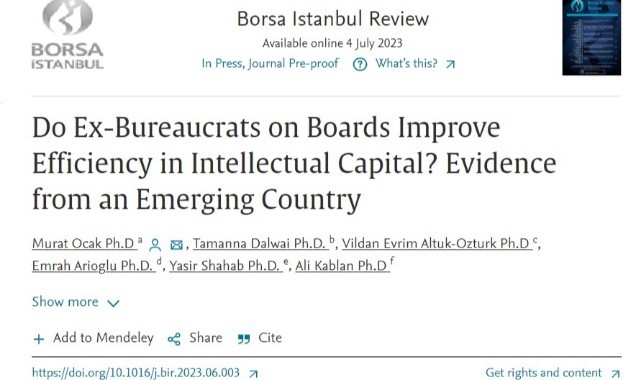 Ocak ve Öztürk’ün makalesi Borsa İstanbul’da