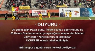Edirneliler Pazar günü maçta buluşacak