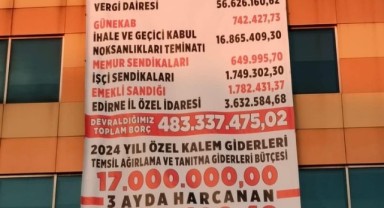 Belediye borçlarını afişle duyurdu