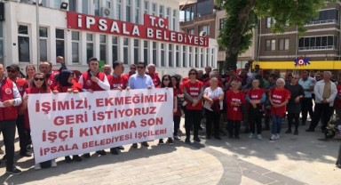 Belediyeden çıkarılan işçiler için eylem
