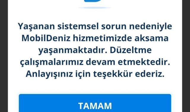 Denizbank kontak kapattı