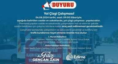 8 ayrı yerde yol çizgi çalışması