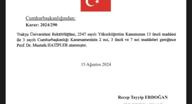 Hatipler TÜ’ye rektör olarak atandı