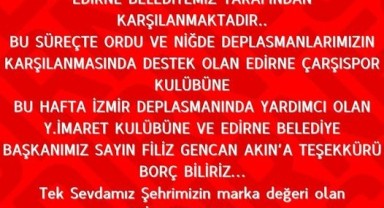 Belediye Edirnespor’un yanında