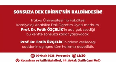 Prof. Dr. Fatih Özçelik’in adı ölümsüzleşiyor