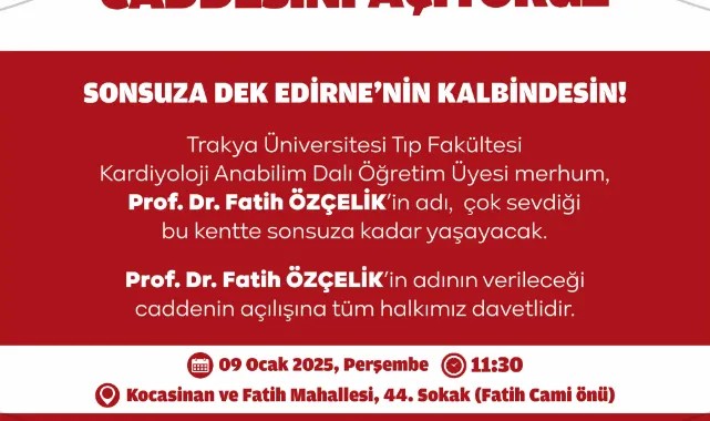 Prof. Dr. Fatih Özçelik’in adı ölümsüzleşiyor