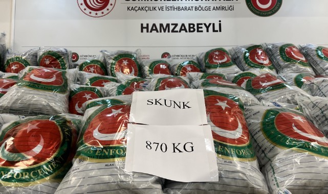 Hamzabeyli’de 870 kilogram uyuşturucu ele geçirildi