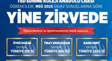 TED Edirne Koleji Anadolu Lisesi, MSÜ 2025’te adını zirveye yazdırdı
