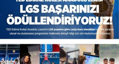 TED Edirne Koleji'nden LGS'de başarı gösteren öğrencilere ödül