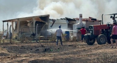 Anız yangını konteyner evi kül etti