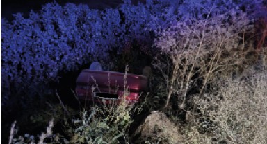 Devrilen otomobilin sürücüsü yaralandı