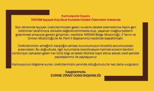 TARSİM kuraklık desteği için girişimler başlatıldı